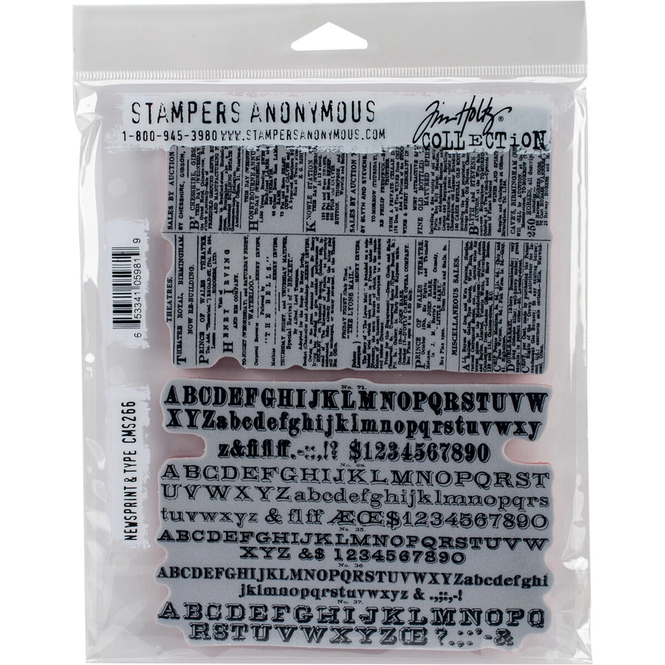 Stampers Anonymous Cling Mount STAMPS Newsprint & Type Tim Holtz Cms266