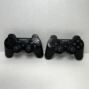 2 Sony PS3 Black DualShock 3 Sixaxis Wireless Controller OEM UNTESTED - Picture 1 of 6
