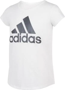 Adidas Big Girls Tee Shirt Short Sleeve Tee Classic Cotton White Small 8 - Picture 1 of 4