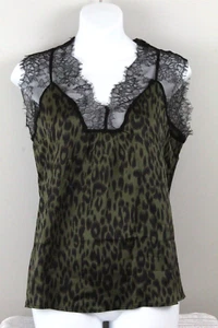 Women's Top Lacey Animal Print Cami Size 4 SHEIN Color Green NWT - Picture 1 of 9