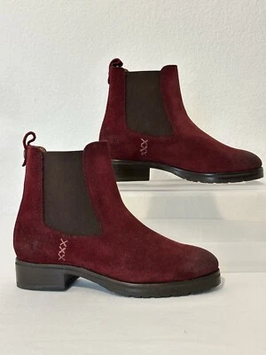 Botas de gamuza al tobillo Frye Melissa Chelsea para mujer talla 6 rojo granate Foto 1 de 4
