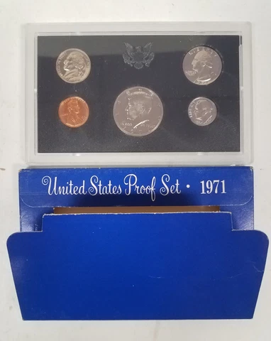 SS0571SXBPiO U.S. MINT 5 COIN YEAR 1971-S MIRROR PROOF SET LIGHTLY IMPAIRED OGP! Cover