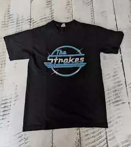 T-shirt The Strokes taglia S vintage Y2K nera con logo cromato - Foto 1 di 4