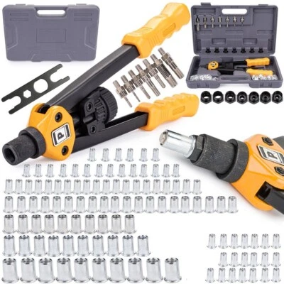 KIT 125 PZ RIVETTATRICE PER INSERTI RIVETTI FILETTATI FILETTI M3-M12 - Immagine 1 di 4