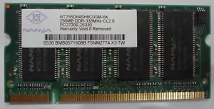 NANYA NT256D64SH8C0GM-6K 256MB DDR-333MHz-CL2.5 PC2700S-25330 LAPTOP MEMORY - Picture 1 of 2