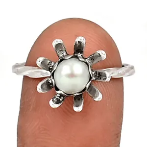 Cultured Pearl 925 Sterling Silver Ring Jewelry s.7 CR26034 - Picture 1 of 1