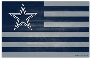 DALLAS COWBOYS 11" X 17" PATRIOTIC FLAG HARD WOOD TEAM SPIRIT SIGN New - Picture 1 of 1