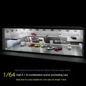 1/64 Diorama Auto Garage Modell LED Beleuchtung Auto Showroom Parkplatz Szene Modell - Bild 1 von 19