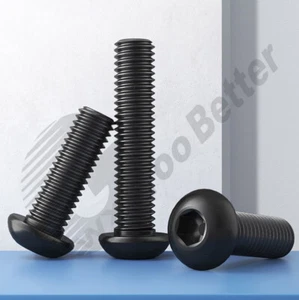 M6 M8 M10 M12 Grade 10.9 Black Oxide Alloy Steel Button Head Hex Socket Bolts - Picture 1 of 10