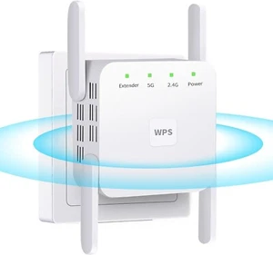 WPS WiFi Extender Booster Repeater Super Booster 1200Mbps 2.4G & 5G Dual Band - Picture 1 of 7