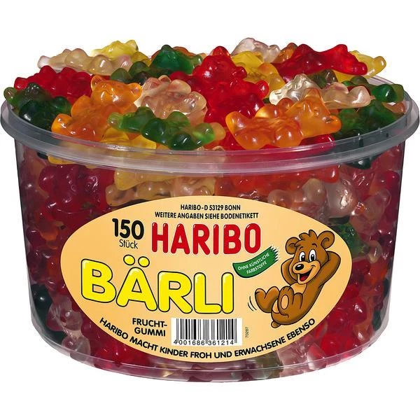 1 Dose Haribo Bärli 1200g Fruchtgummi-Bären Glutenfrei 150er  - Bild 1 von 1