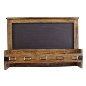 Mango Wood Blackboard With 5 Storage Slots & Key Hooks - Picture 1 of 4
