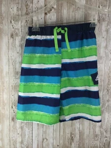 Boys Adidas youth Large swim trunks lined multi-color striped Board Shorts - Picture 1 of 3