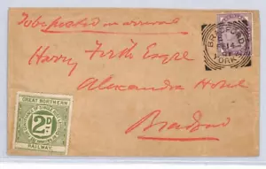 GB GNR neue 2d EISENBAHN BRIEFMARKE Februar 1891 ** Umschlag BRADFORD quadratischer Kreis YA51 - Bild 1 von 12