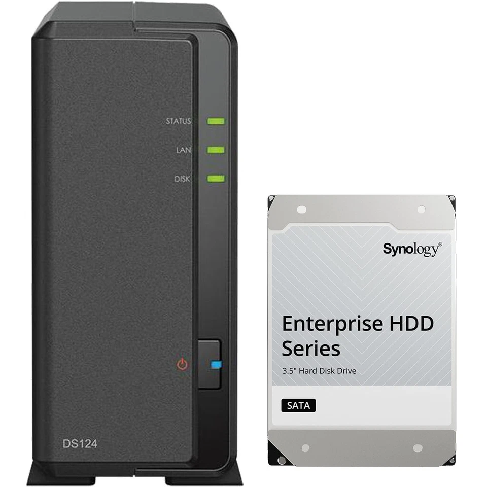 Synology DS124 1-Bay NAS 1GB RAM 12TB Synology Enterprise Drive Assembled Tested - Image 1 of 4