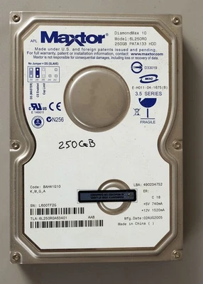 250 GB IDE FESTPLATTE MAXTOR  D 3,5 ZOLL, 2005 - Bild 1 von 3