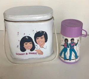 DONNY & MARIE  LUNCH BOX  BRUNCH BAG WITH THERMOS BOTTLE  1976  ALADDIN - Picture 1 of 5