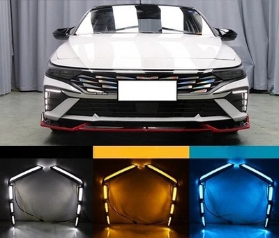 For 24-25 Hyundai Elantra LED Tricolor DRL Fog Daytime Running Light Turn Signal - Image 1 of 4