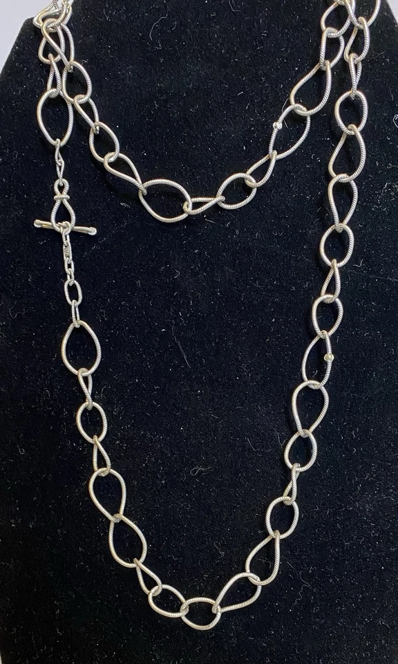 "Collar de cadena Judith Ripka JR de plata de ley de oro amarillo de 18 quilates con bisel de diamantes 34""" Foto 1 de 1