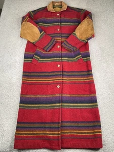 VTG Woolrich Southwestern Aztec Blanket Coat Women Medium Wool Knit USA Made 70s - Picture 1 of 14