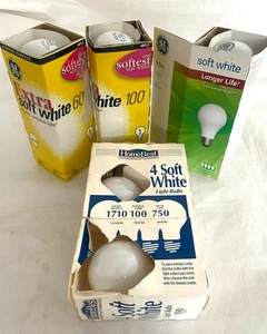 NEW Partial 4-PACKS 60W-100W GE and HOME BEST A19 Soft White 9 TOTAL Light Bulbs - Picture 1 of 2