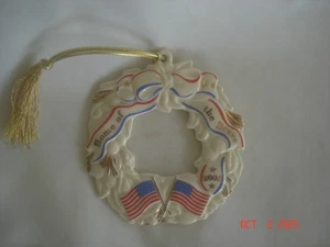 2003 LENOX PATRIOTIC HOME OF THE BRAVE RED / WHITE / BLUE / GOLD ORNAMENT No BOX - Bild 1 von 7