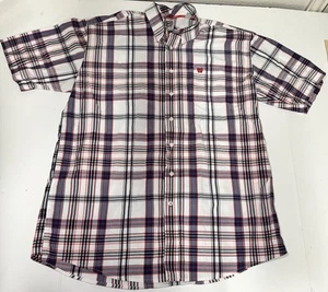 Cinch Men's Plaid Button Up Short Sleeve Red/White/Blue Western Size XL - Picture 1 of 8