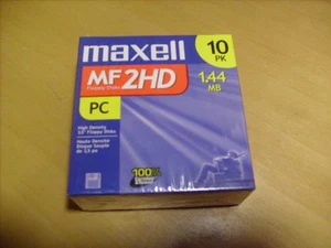 Maxell 3.5" Floppy Disk NEW Sealed 10 Pack MF2HD PC Formatted - Afbeelding 1 van 6