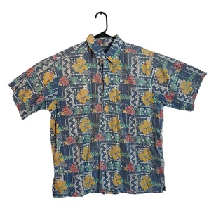 Go Barefoot Mens Hawaiian Shirt Floral Print Sz XL Button Down Camp Shirt Cotton - Picture 1 of 6