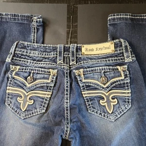 Rock Revival Jeans Womens Size 29 Blue Posey Boot Denim Pants Studded Sexy Pants - Picture 1 of 24