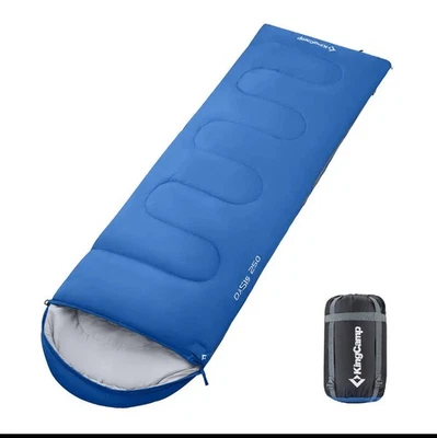 Saco de dormir KingCamp Oasis 250S azul leve quente acampamento caminhadas - Imagem 1 de 4