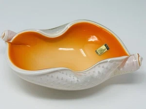 Vintage venezianisches Glas Schloss Murano gefasst Kunstglas Aschenbecher Schmuckschale orange - Bild 1 von 9