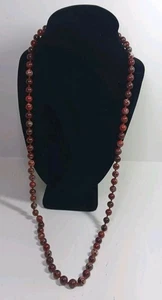 Genuine Natural Red agate Crystal Round Beaded Necklace  - Picture 1 of 4