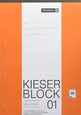Brunnen 1042941 KIESER-Block Lineatur 1 A4, 50 Blatt, gelocht, 80 g/m², Klasse 1