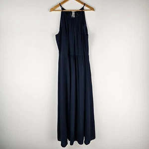 City Chic Maxi Dress Womens Size M Navy Sleeveless Back Neck Tie Spaghetti Strap - Picture 1 of 9