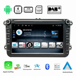 For VW Golf Polo T5 Tiguan DAB Radio Car Stereo Sat Nav CarPlay Android Auto 8" - Picture 1 of 17