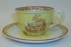 Rare NIMY Belgium Luster Cup Saucer Set - Nanny Goat in Pasture - Picture 1 of 4