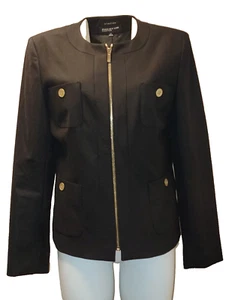Chaqueta negra con cremallera Jones New York vintage para mujer talla 12 - Imagen 1 de 11
