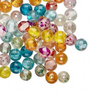 Vintage Lucite Resin Acrylic Mixed Color Faux Amber 10mm Beads 20 pcs - Picture 1 of 2