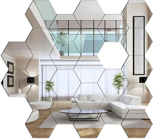 24Pcs Non Glass Mirror Sheets Acrylic Self adhesive Mirror Tiles Wall Sticker AU - Picture 1 of 13