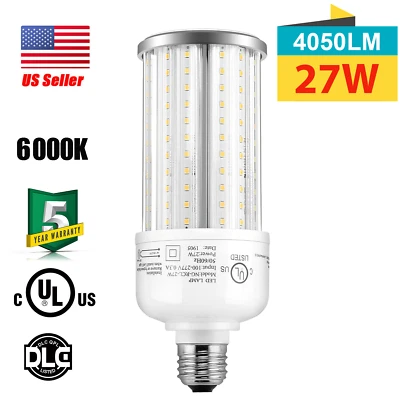27Watt LED Corn Bulb Light Warehouse High Bay Garage Light E26 Base 6000K UL&DLC - Image 1 of 4