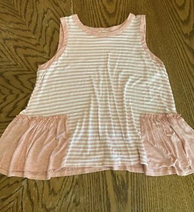 Umgee Damen Tunika Tank Top Pfirsich & Weiß Gestreift Größe M - Bild 1 von 7