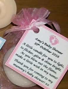 BABY SHOWER SCENTED CANDLE FAVOURS GIRL PINK GIFT BOX  - personalised option - Picture 1 of 12