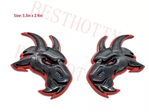 New Ram Head Emblem for TRX Ram 1500 Fender badge Hellcat Style Black Red - Picture 1 of 6