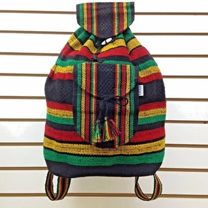 RASTA Bag Beach Hippie Baja Ethnic Multicolors Unisex Backpack Made in Mexico - Picture 1 of 43