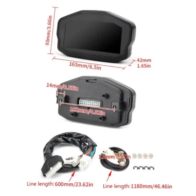 Motorcycle Digital LCD Speedomer Odometer Tachometer Odometer Gauge With Sensor - Image 1 of 4