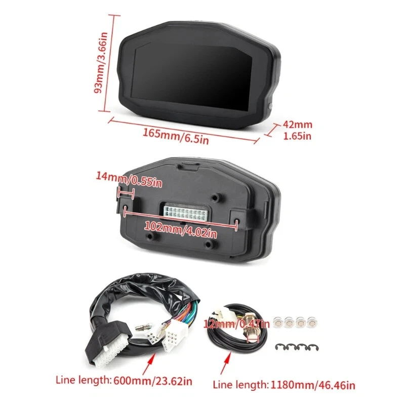 Motorcycle Digital LCD Speedomer Odometer Tachometer Odometer Gauge With Sensor - Image 1 of 4