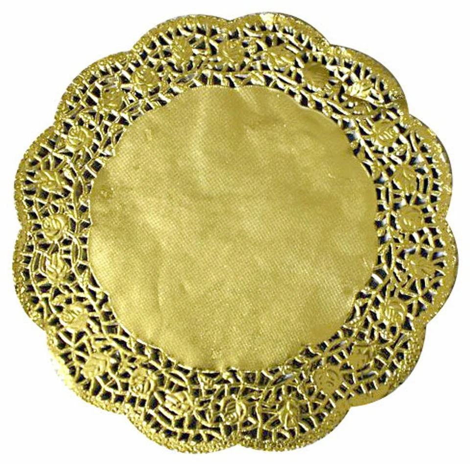 Tortenspitzen rund 27cm 100 Stk gold Kuchen Dekoration Tortendeckchen - Bild 1 von 1