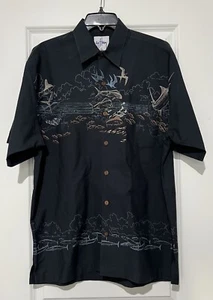 Camisa de manga corta para hombre Guy Harvey azul naranja marlín escena oceánica mediana - Imagen 1 de 4