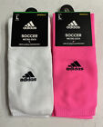 Brand New Adidas Soccer Metro Socks Size Large improved Fit White Pink Blue Med